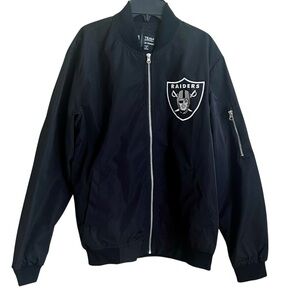 NWT Men's Las Vegas Raiders NFL Team Apparel Black Full-Zip Bomber Jacket Sz L